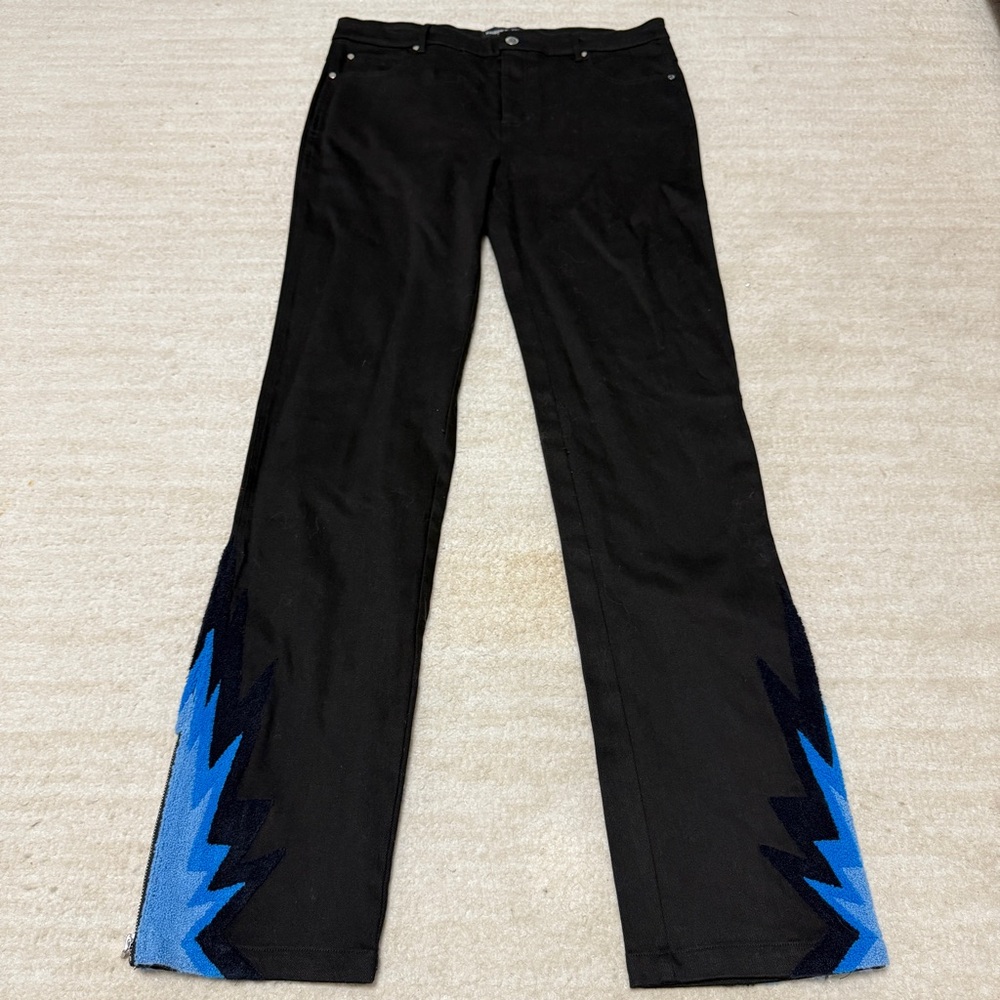 Keiser Clark Agave Spiked Denim Jeans Black Sz 36 MSRP $260 Zip Ankle Chenille